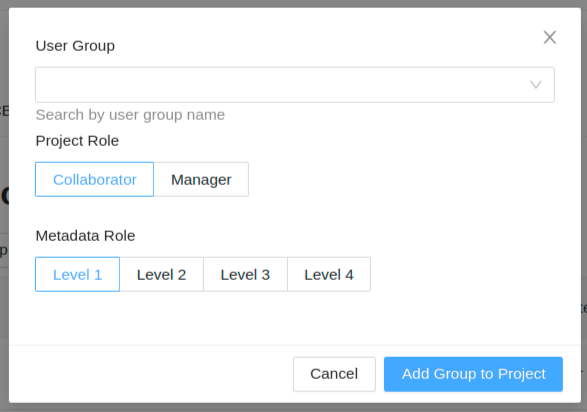 Add project group member dialog.