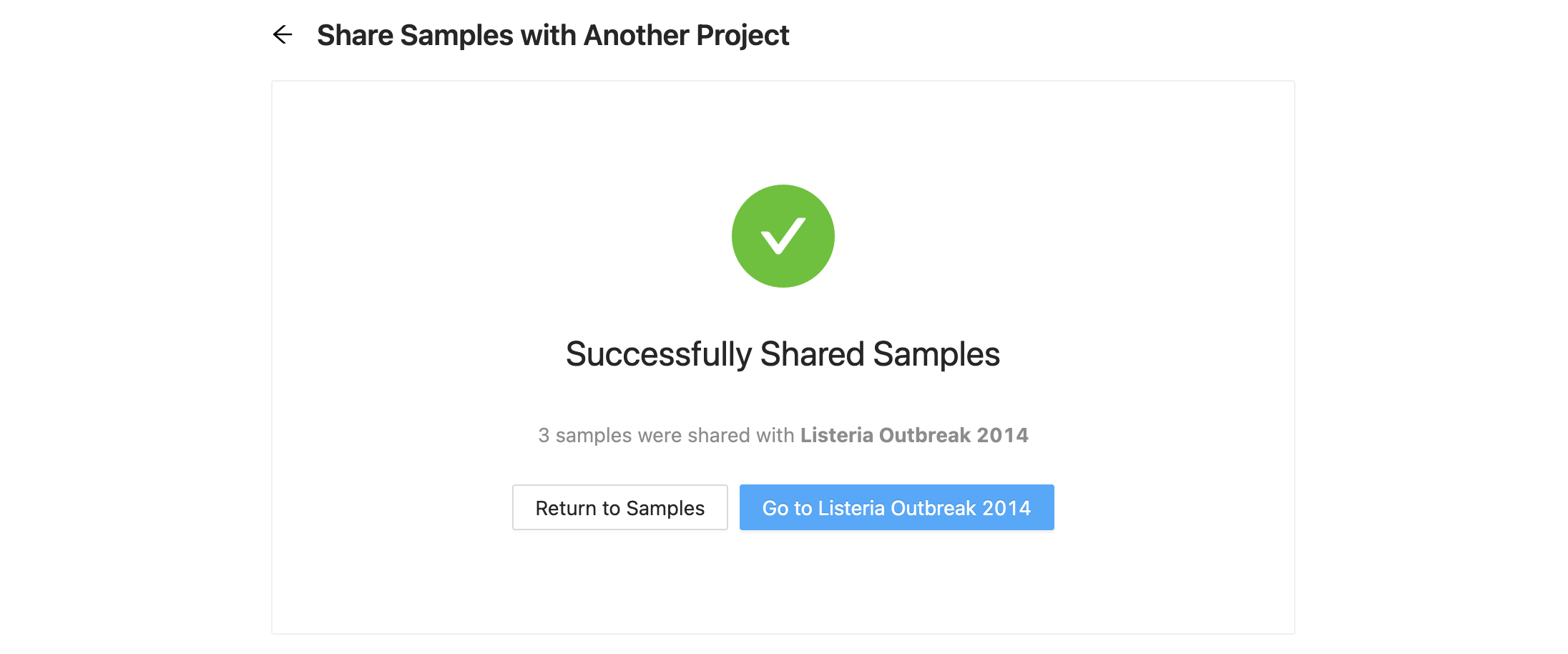 Share samples success.