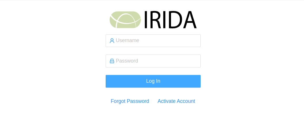 IRIDA login screen.