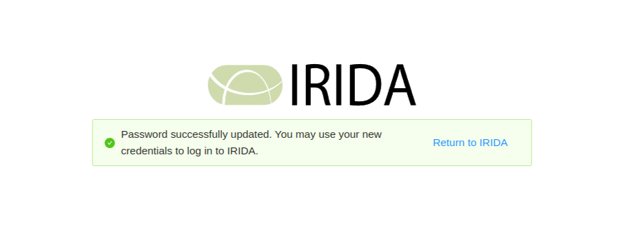 IRIDA password set success