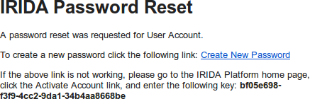 Password reset request e-mail.