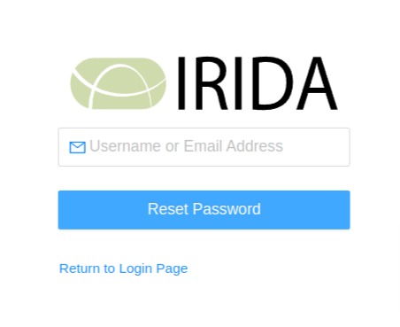 Password reset page.