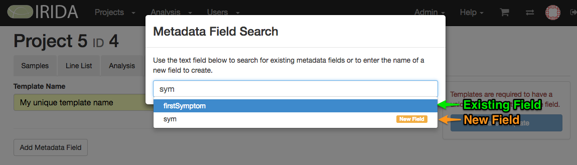 Options for metadata field